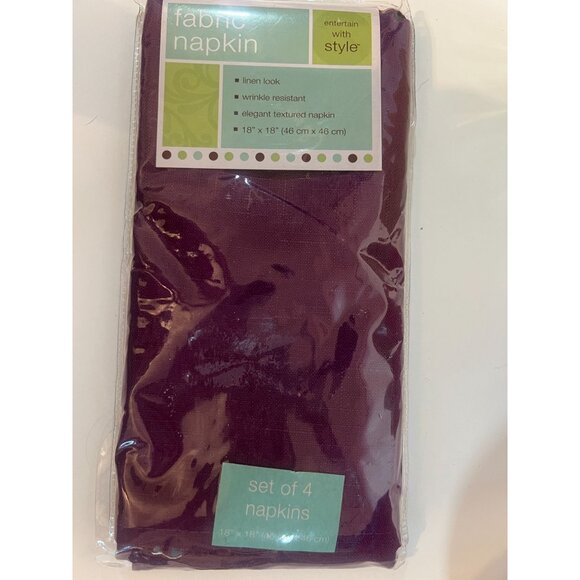 4 Burgundy Textured Polyester Napkins 18"x18" Wrinkle Resistant Linen Look New - Picture 2 of 2